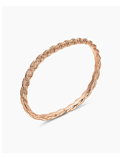 Sculpted Cable Flex Bracelet 18K Rose Gold with Cognac Diamonds, 3.5mm
