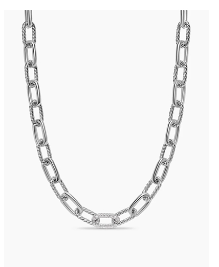 DY Madison® Chain Necklace Sterling Silver with Diamonds, 11mm