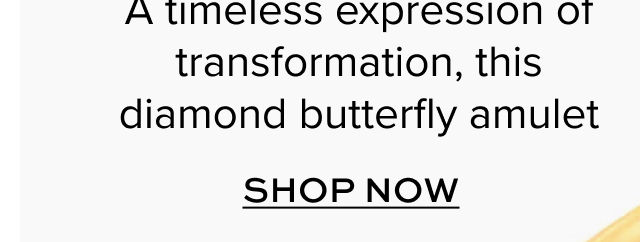 A timeless expression of transformation, this diamond butterfly amulet