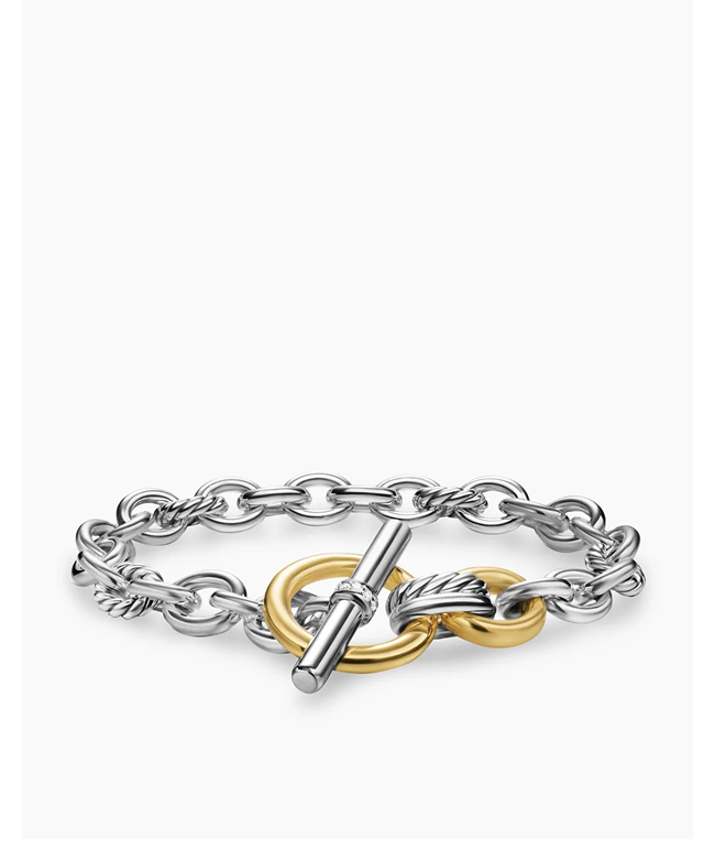 DY Mercer® Toggle Chain Bracelet Sterling Silver with 18K Yellow Gold and Diamonds, 8mm