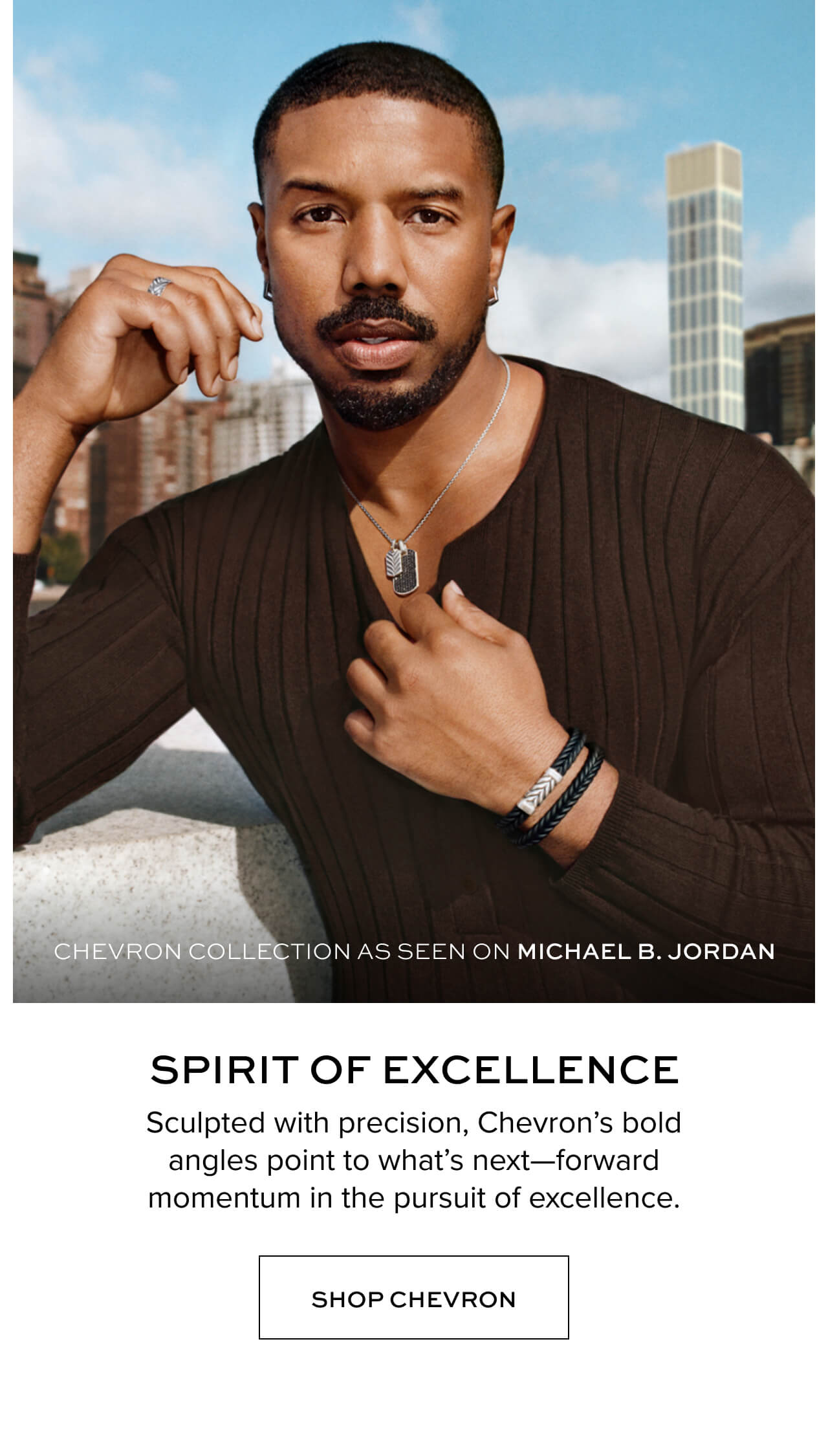 Spirit of Excellence. Sculpted with precision, Chevron's bold angles point to what's next- forward momentum in the pursuit of excellence. Shop Chevron