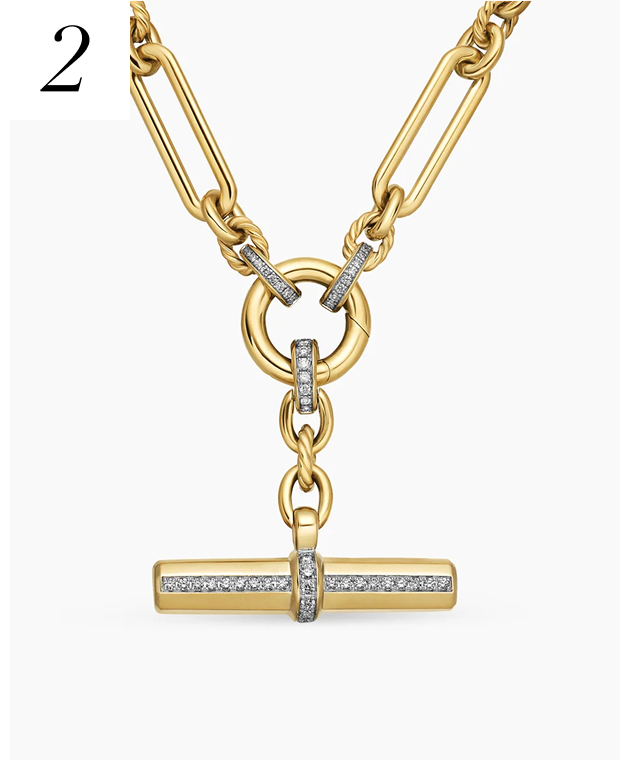 Lexington E/W Chain Necklace 18K Yellow Gold with Diamonds, 6.5mm