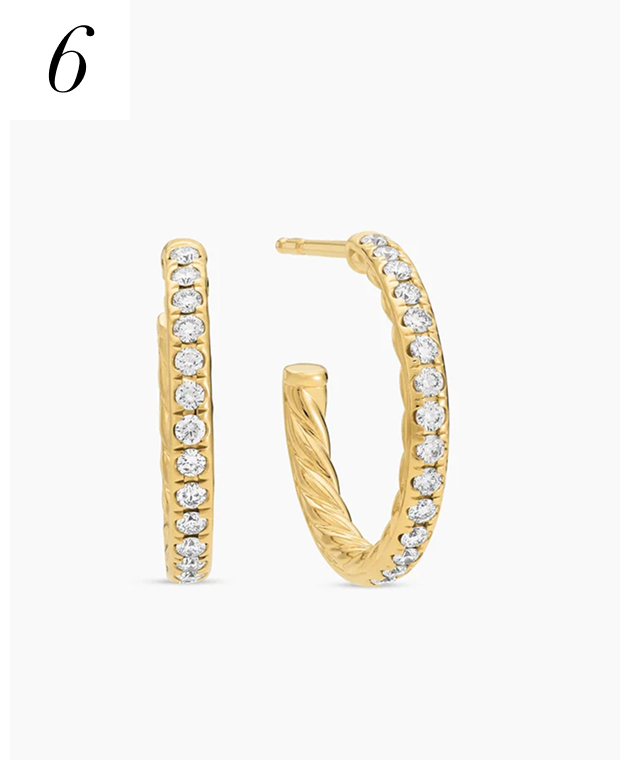 Pavé Hoop Earrings 18K Yellow Gold with Diamonds, 19mm