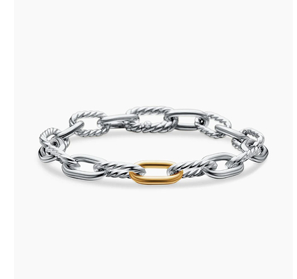 DY Madison® Chain Bracelet Sterling Silver with 18K Yellow Gold, 8.5mm