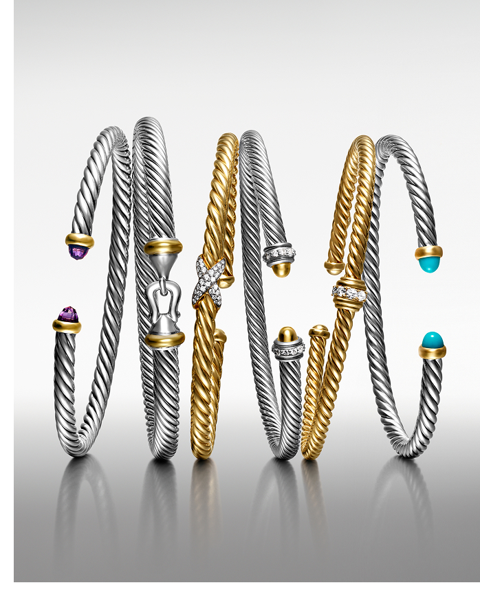 Mix Metals. Don’t be afraid to mix it up—pair 18K yellow gold with sterling silver and colorful gems for added depth and dimension.