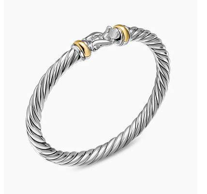 Cable Flex® Buckle Bracelet Sterling Silver with 14K Yellow Gold, 6mm