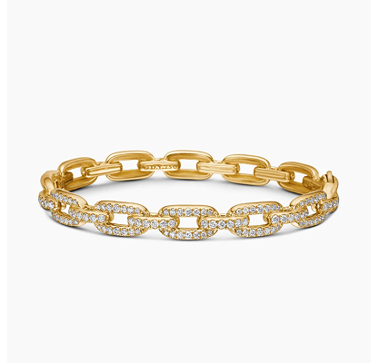 Stax Chain Link Bracelet 18K Yellow Gold with Diamonds, 7mm