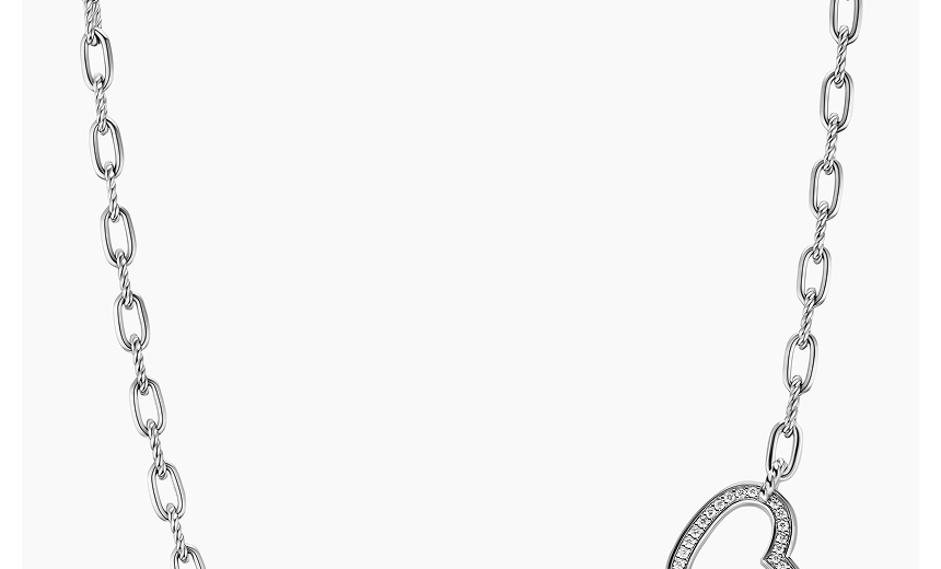 DY Madison® Heart Toggle Chain Necklace Sterling Silver with Diamonds, 3mm