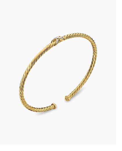 Micro Cablespira® Flex X Bracelet 18K Yellow Gold with Diamonds, 2.6mm