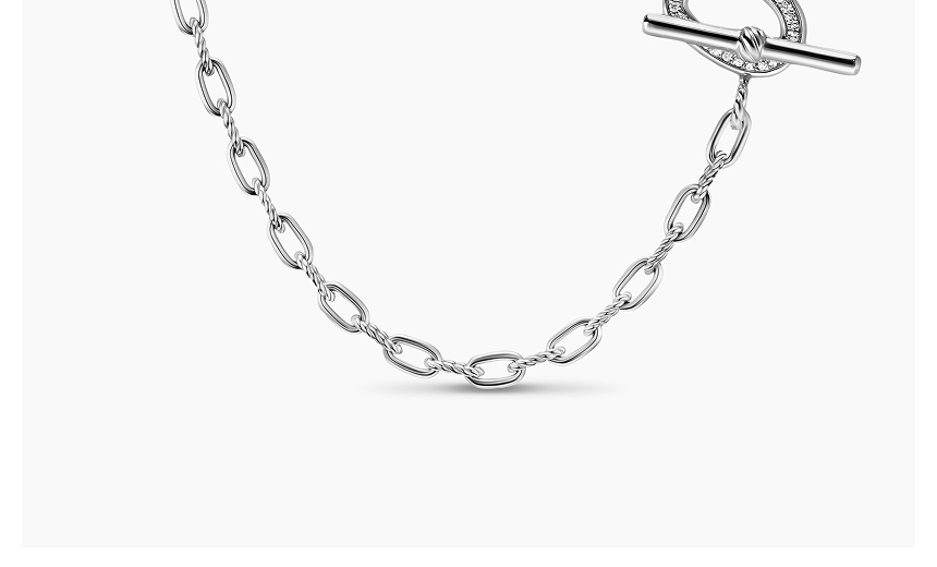 DY Madison® Heart Toggle Chain Necklace Sterling Silver with Diamonds, 3mm