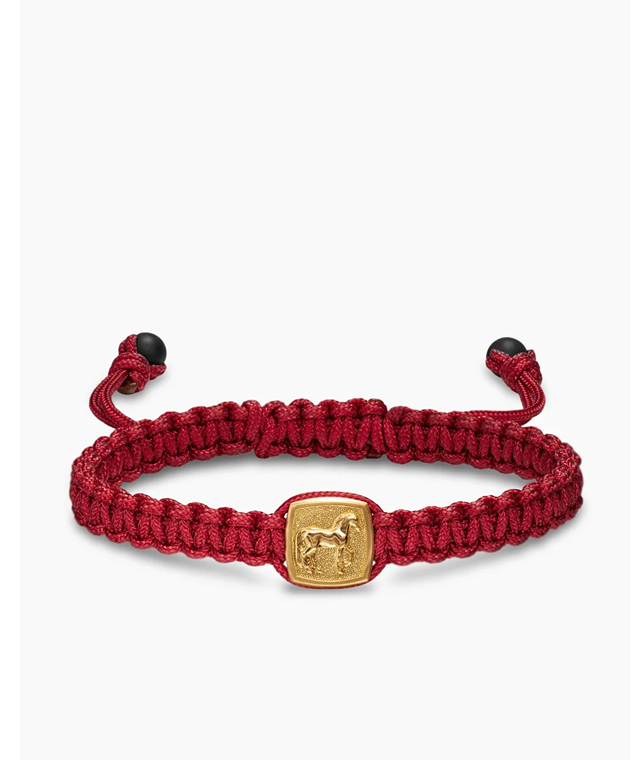 Red Nylon with 18K Yellow Gold and Black Onyx, 11.9mm