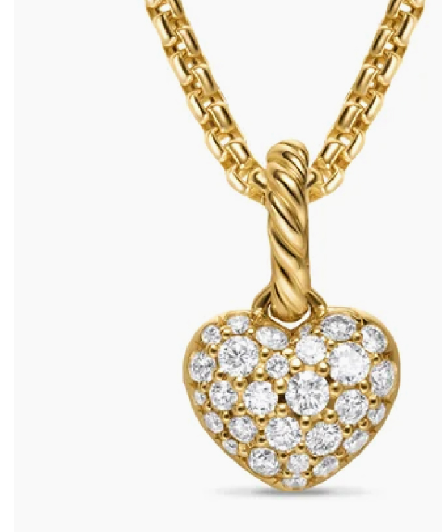 Petite Pavé Heart Amulet 18K Yellow Gold with Diamonds, 7.4mm