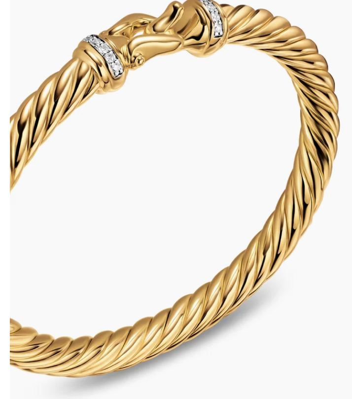 Buckle Cablespira® Bracelet 18K Yellow Gold with Diamonds, 5mm