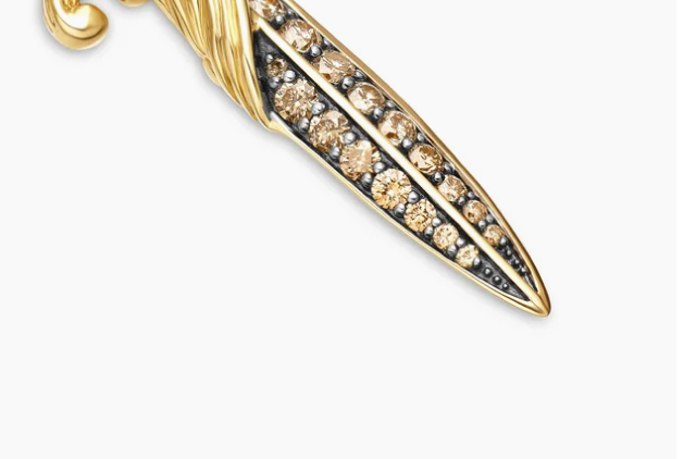 Waves Dagger Amulet 18K Yellow Gold with Cognac Diamonds, 44mm