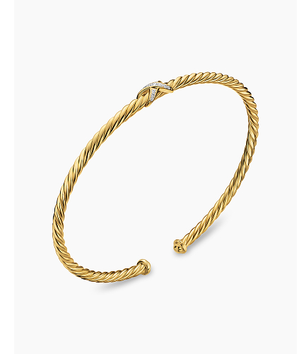 Micro Cablespira® Flex X Bracelet 18K Yellow Gold with Diamonds, 2.6mm