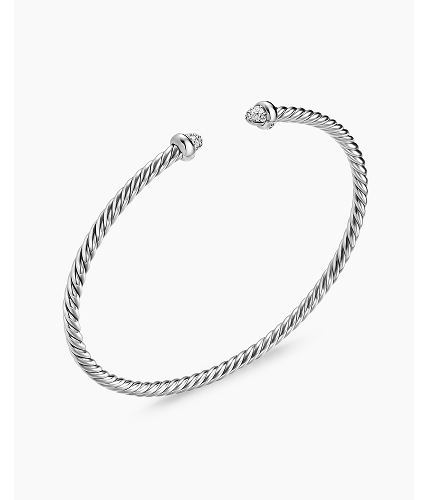 Micro Cable Flex® Bracelet Sterling Silver with Diamonds, 2.6mm