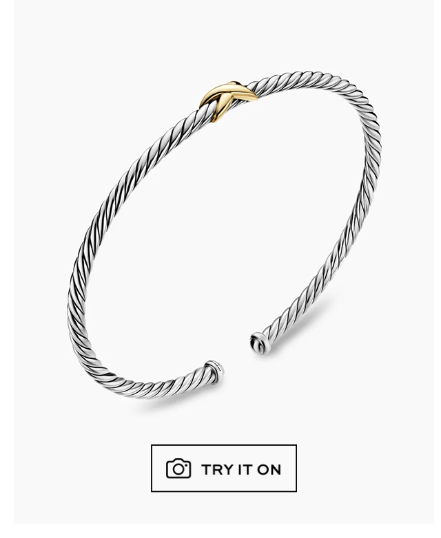 Micro Cable Flex® X Bracelet Sterling Silver with 14K Yellow Gold, 2.6mm