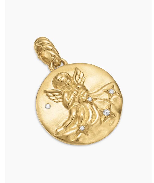 Aquarius Amulet 18K Yellow Gold with Diamonds, 19mm