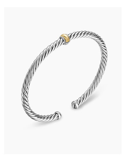 Cable Flex® Station Bracelet Sterling Silver with 14K Yellow Gold, 4mm