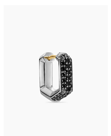 Streamline® Hoop Earring Sterling Silver with Black Diamonds, 11.7mm