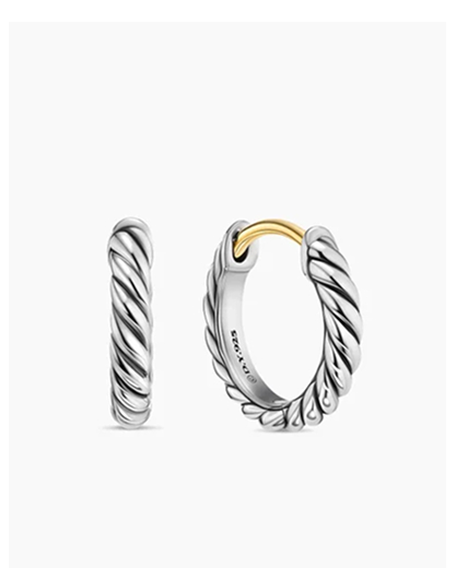 Sculpted Cable Micro Huggie Hoop Earrings Sterling Silver, 10.6mm