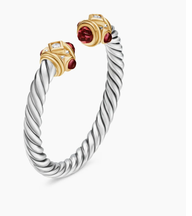 Renaissance® Ring Sterling Silver with 14K Yellow Gold, Rhodolite Garnet and Diamonds, 2.3mm