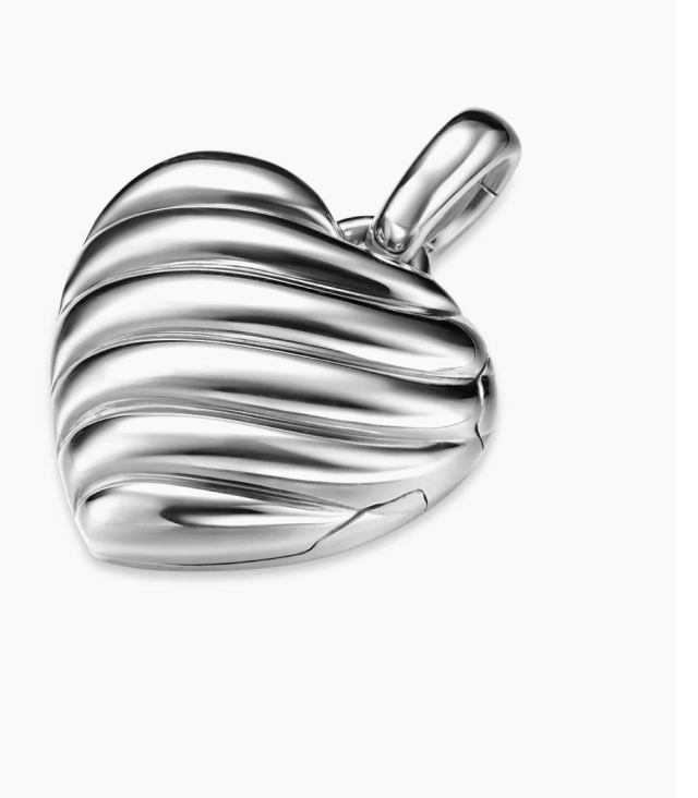 Sculpted Cable Heart Locket Sterling Silver, 23mm