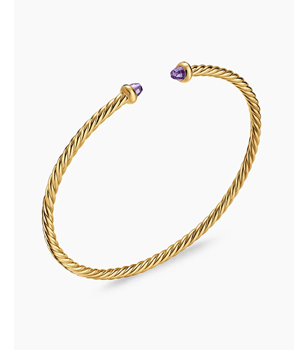 Micro Cablespira® Flex Bracelet 18K Yellow Gold with Amethyst, 2.6mm