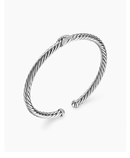 Cable Flex® X Station Bracelet Sterling Silver with Diamonds, 4mm
