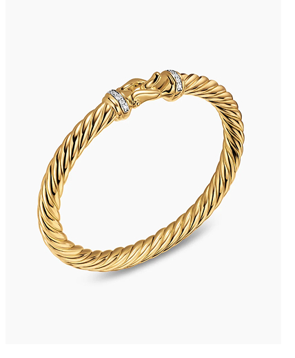 Cablespira® Buckle Bracelet 18K Yellow Gold with Diamonds, 6mm
