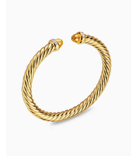 Cablespira® Flex Bracelet 18K Yellow Gold with Citrine and Diamonds, 6mm