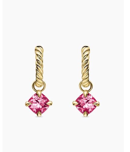 Micro Chatelaine® Drop Earrings 18K Yellow Gold with Pink Tourmaline, 5mm