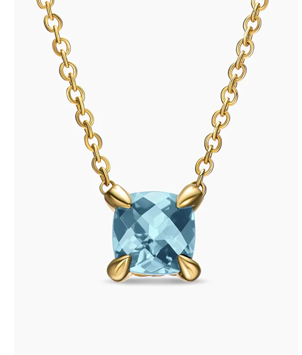 Micro Chatelaine® Pendant Necklace 18K Yellow Gold with Aquamarine, 5mm