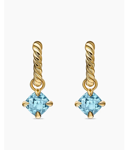 Micro Chatelaine® Drop Earrings 18K Yellow Gold with Aquamarine, 5mm