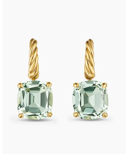 Marbella Drop Earrings 18K Yellow Gold with Prasiolite, 11mm