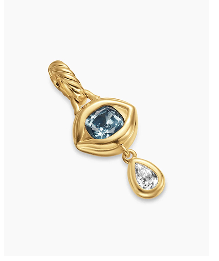 Crying Eye Amulet 18K Yellow Gold with Blue Spinel and Diamond, 16.7mm