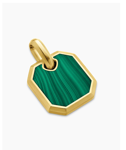 Octagonal Amulet 18K Yellow Gold with Malachite, 15mm