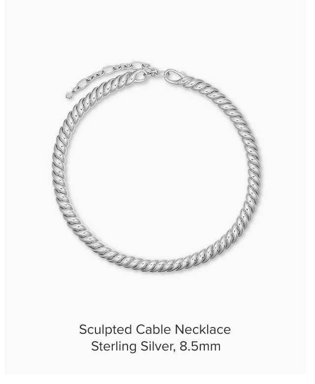 Sculpted Cable Necklace Sterling Silver, 8.5mm