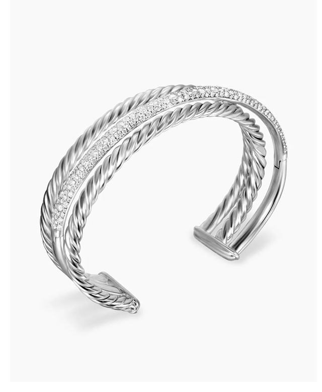 Pavé Crossover Three Row Cuff Bracelet