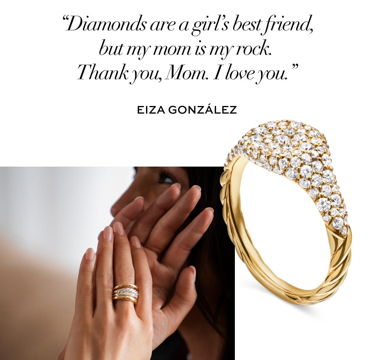 Diamonds are a girl's best friend, but my mom is my rock. Thank you, Mom. I love you." Eiza Gonzalez