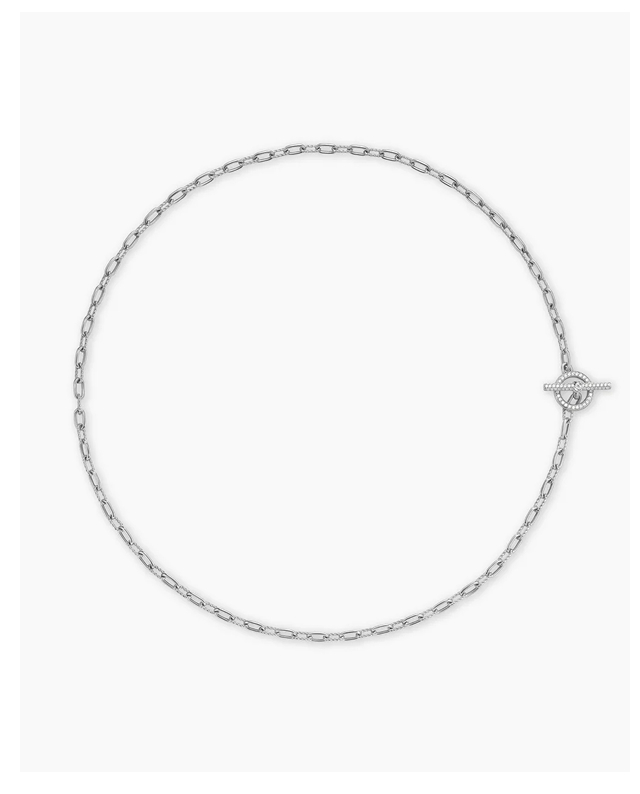 DY Madison® Pavé Toggle Chain Necklace Sterling Silver with Diamonds, 3mm