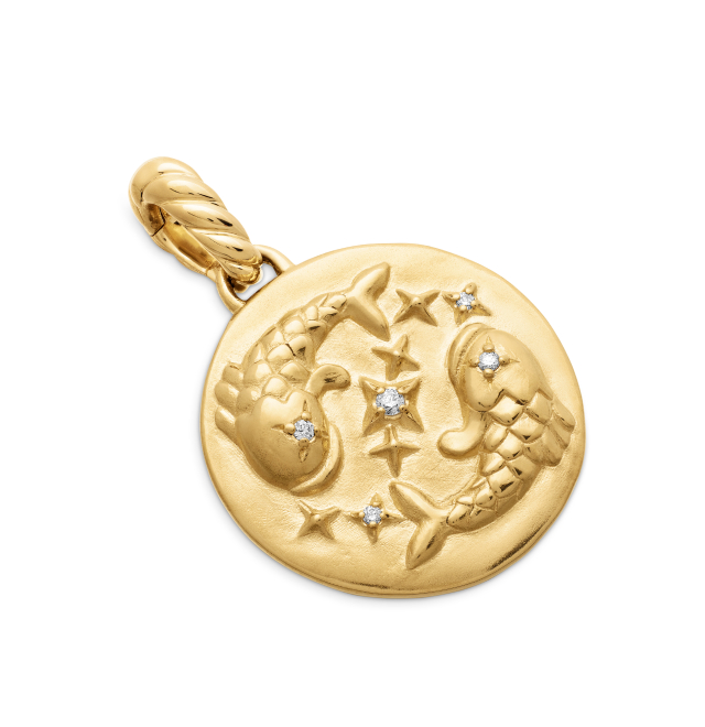 Pisces Amulet 18K Yellow Gold with Diamonds, 19mm