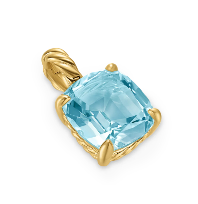 Marbella Pendant 18K Yellow Gold with Sky Blue Topaz, 12mm