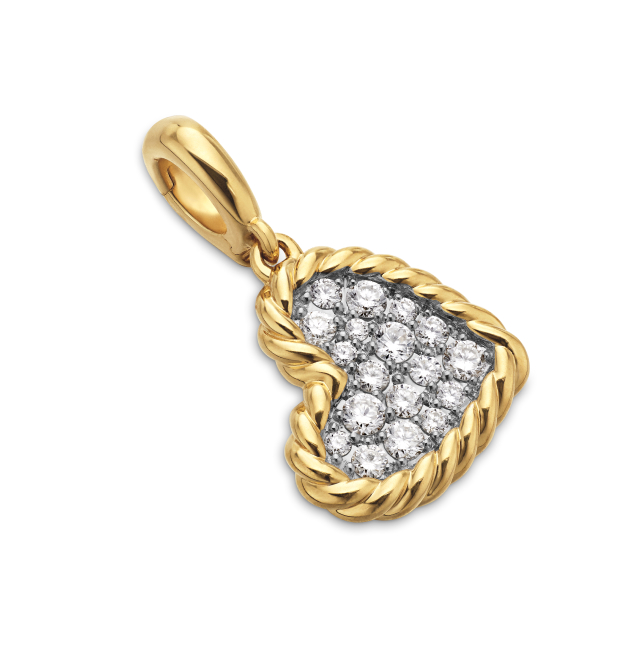 DY Elements® Heart Pendant 18K Yellow Gold with Diamonds, 11mm