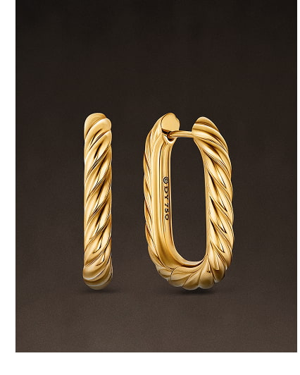 DY Madison® Cable Hoop Earrings 18K Yellow Gold, 24.3mm