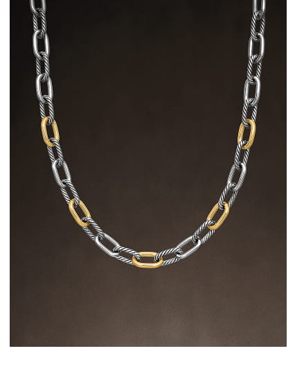 DY Madison® Chain Necklace Sterling Silver with 18K Yellow Gold, 8.5mm