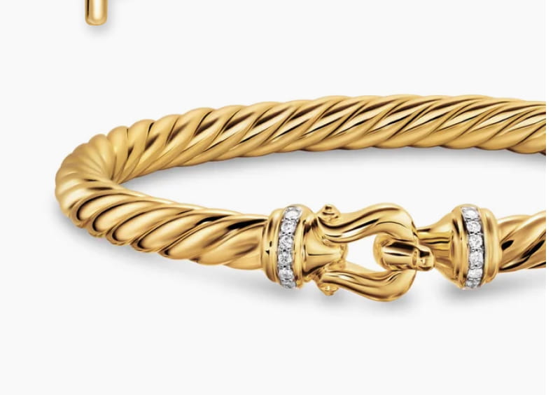 Cablespira® Buckle Bracelet 18K Yellow Gold with Diamonds, 6mm