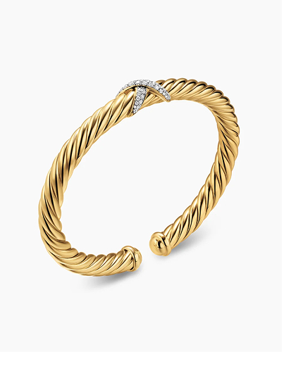 Cablespira® Flex X Bracelet 18K Yellow Gold with Diamonds, 6mm