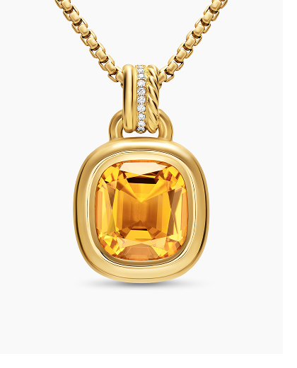 DY Mercer® Color Amulet 18K Yellow Gold with Citrine and Diamonds, 13mm