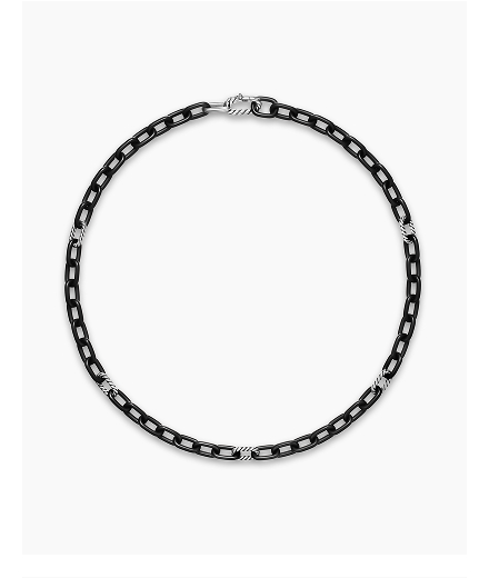 DY Madison® Chain Necklace Black Titanium with Sterling Silver, 8.5mm